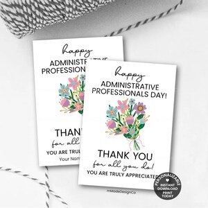 Administratieve Professionals Day Bedankt Cadeaukaartjes Admins Day Appreciation Personaliseerbaar handgetekende afdrukbare