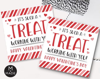 Such A Treat Working With You Valentine's Day Tags, Coworker Valentines, Coworker Valentine's Tag, Office Valentine,Workplace, Employee Gift