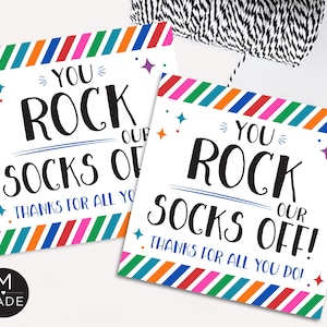 Sie rocken unsere Socken Aus Tags Mitarbeiter Wertschätzung, Socken Geschenk-Tag Team Motivation Personal Danke Socken Tags von Arbeitgebenden Firmengeschenke