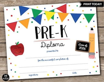 Dyplom ukończenia przedszkola, Certyfikat ukończenia przedszkola, Materiały do druku, Tabliczka ukończenia przedszkola, Tabliczka przedszkolna do wypełnienia, Personalizowany rekwizyt do zdjęć, Sala lekcyjna, 10x8 cali
