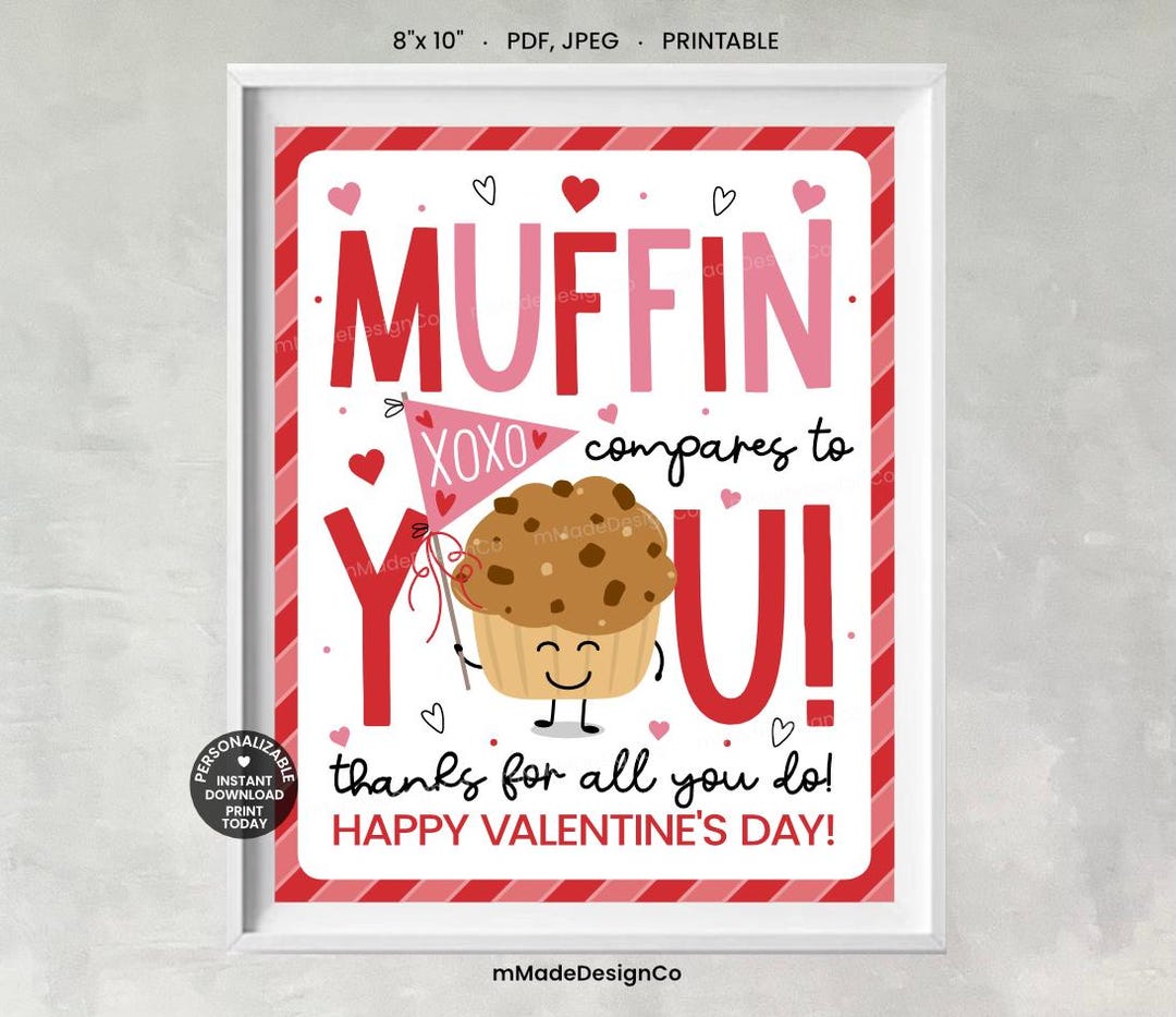 Muffin Valentine's Day Thank You Sign Employee Appreciation Staff ...