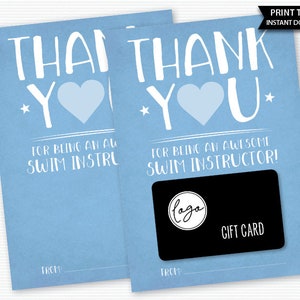 Titolare della carta regalo per istruttore di nuoto, stampabile, regalo di ringraziamento per l'allenatore di nuoto da parte della squadra, regalo di fine stagione, regalo di apprezzamento per l'allenatore di nuoto