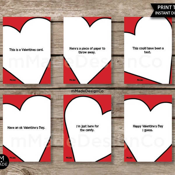 Teen Valentines Cards Funny Valentines Day Cards For Teens Tweens Classroom Valentines Printable Digital Download