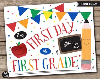 Printable First Day of 1st Grade Sign Back to School Photo Prop Digital ...