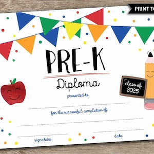 Pre-K Zertifikat Schule Printables Vorschul-Abschluss-Zeichen Vorschul-Zeichen Ausfüllen Personalisierbar Foto Requisite Klassenzimmer 10x8"