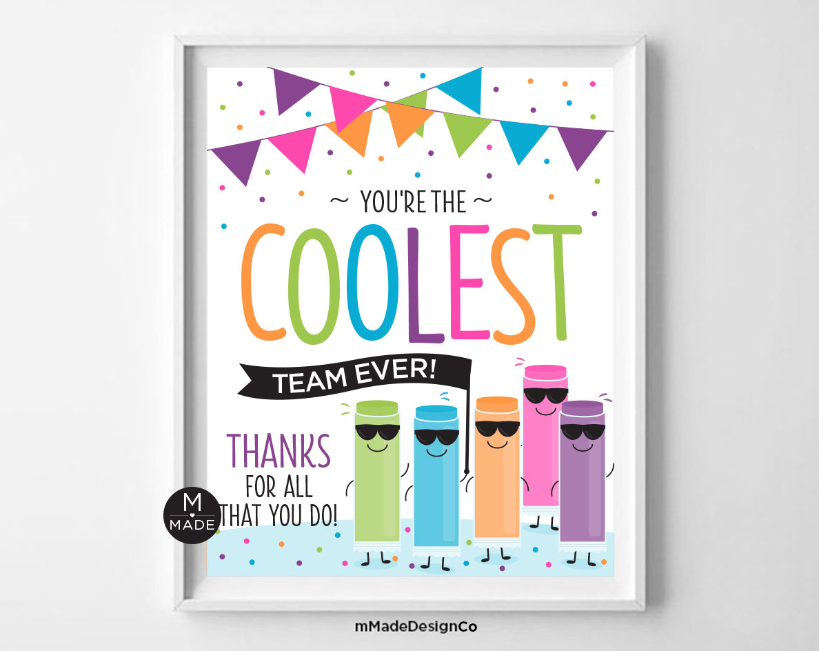 Coolest Team Ever Sign Employee Appreciation Sign Ice Cream Freeze Pops ...