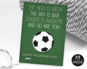 Soccer Valentine's Card, Soccer Card, Class Valentines, Soccer Valentines, Classroom Valentines, Boys Valentines Card, Valentine's Day Favor