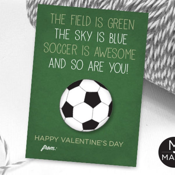 Soccer Valentine's Card, Soccer Card, Class Valentines, Soccer Valentines, Classroom Valentines, Boys Valentines Card, Valentine's Day Favor