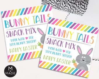 Bunny Tails Easter Snack Mix Tags, Trail Mix, Baking, Homemade Snack Mix, Easter Gift Tags, School, Neighbor, Office, Easter Basket Gift,