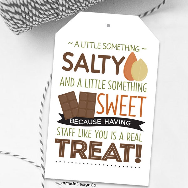 Salty And Sweet Gift Tags For Staff Appreciation Tags Employee Appreciation Trail Mix Snack Mix Corporate Gifting HR Staff Thank You Gift