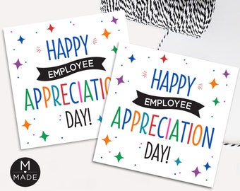 Happy Employee Appreciation Day Tags, Employee Gift Tags, Staff Favor Tags, Employee Appreciation Tags, Cookie Tags, Office, Team, Coworker