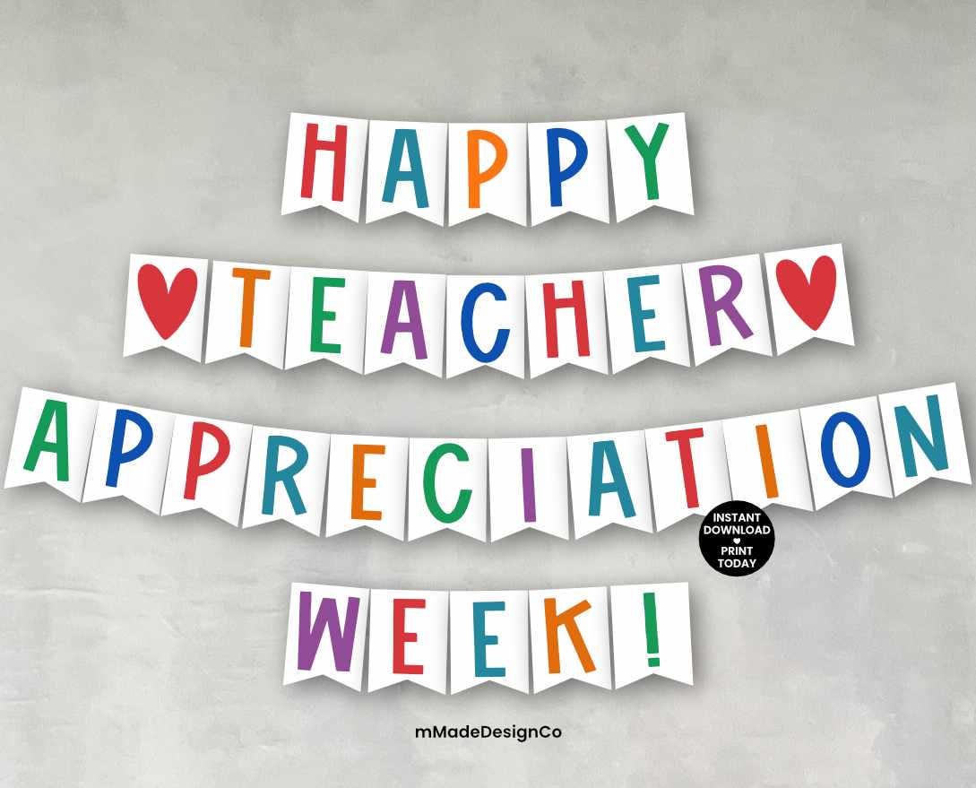Happy Teacher & Staff Appreciation Week Banner Printable Happy Teachers ...