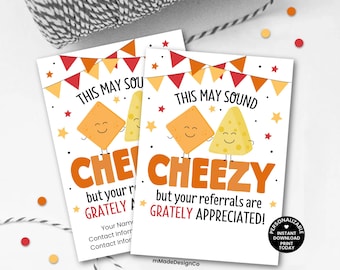 Cheese Crackers Referral Marketing Gift Tags Personalizable Template Cheezy Referral Marketing Home Health Real Estate Business Marketing
