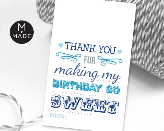 Thank You for Making My Birthday so Sweet Tags Printable - Etsy