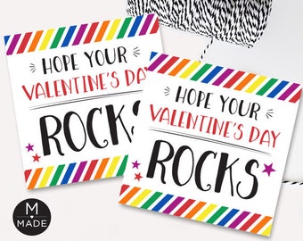 Hope Your Valentine's Day Rocks, Classroom Valentines, Kids Valentines, Teen, Tween, Rock Valentines, Pop, Music Valentines, Printable