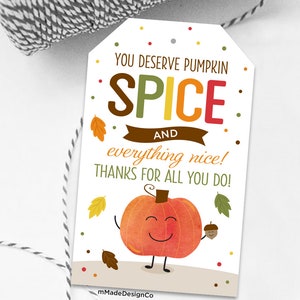 Etichette di apprezzamento per spezie di zucca, etichette di apprezzamento per dipendenti, etichette di riconoscimento per il personale del team, etichette regalo di ringraziamento per insegnanti, caffè latte autunnale del Ringraziamento