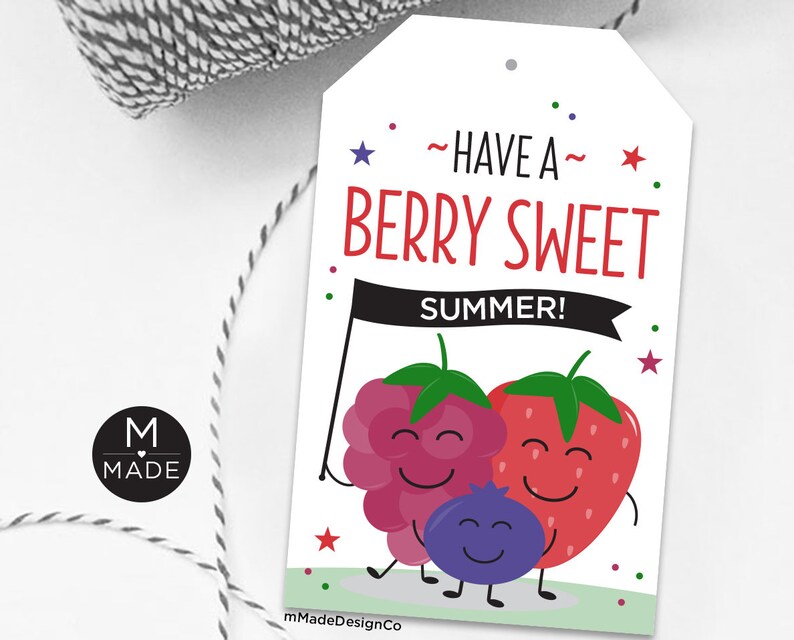 Raspberry Name Tag Have A Berry Sweet Summer Tags Berry Fruit Snacks Juice Gummies Berries ...