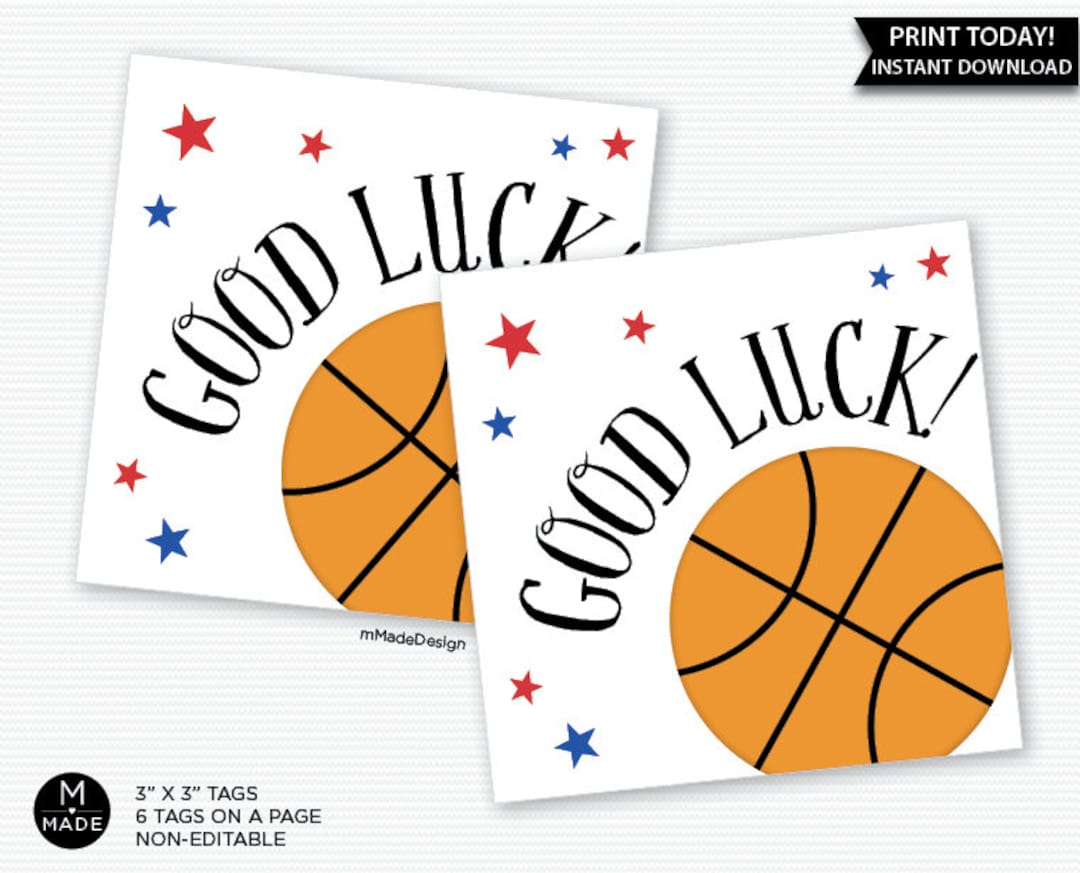 Sports Good Luck Tags Basketball Game Day Team Motivation Etsy