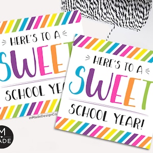 Op een leuk schooljaar Terug naar school traktatielabels Eerste schooldag Meet the Teacher Cookie-tags Welkom terug Cadeaukaartjes in de klas