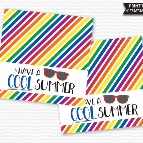 Have A Cool Summer, Treat Bag Toppers, Printable, Gift Bags, Goody Bags, Happy Summer, Summer Gift Bags, Sunglasses, End Of School Year