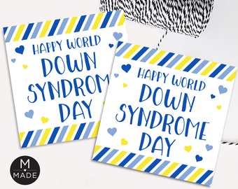 Happy World Down Syndrome Day Tags Awareness Gift Tags Cookie Tags Instant Download Printable 2x2