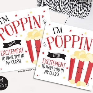 Poppin&#39; With Excitement To Have You In My Class Back To School Popcorn Tags Student Gifts Meet The Teacher Welcome Back To School Gift