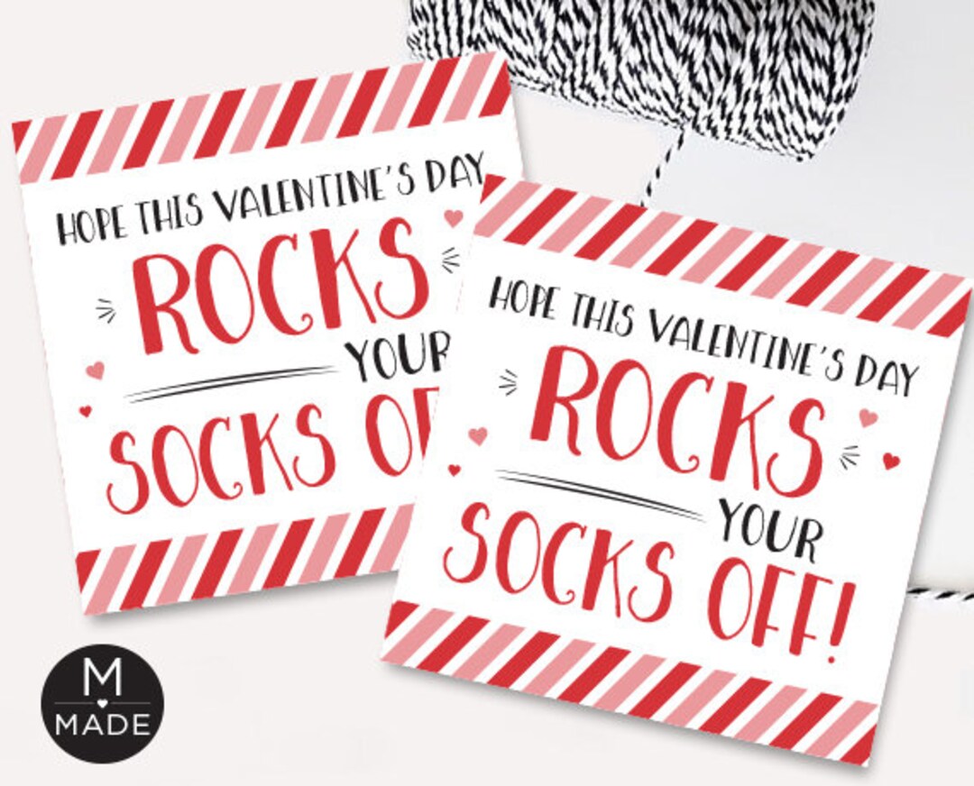 Socks Valentines Tags, Hope This Valentine's Day Rocks Your Socks Off