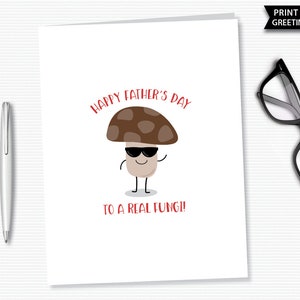 Happy Father's Day To A Real Fungi Mushroom Vaderdagkaart Fun Guy Afdrukbare wenskaart Fungi Father's Day Card Instant Download