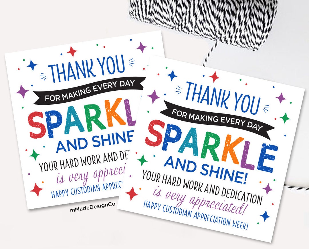 Custodian Appreciation Week Tags, Making Every Day Sparkle and Shine