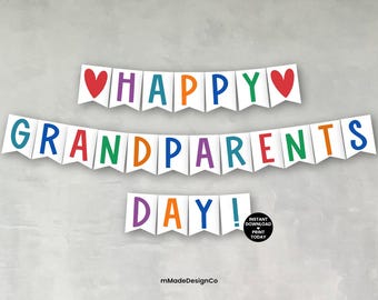 Striscione per la Festa dei Nonni Stampabile Decorazioni per la Festa dei Nonni Striscione da appendere al muro Fai da te Bandierine per la Festa dei Nonni