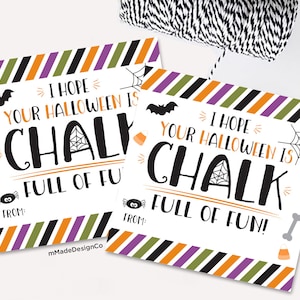 Chalk Halloween Tags Printable Kids Halloween Non-Candy Halloween Gift Tags Halloween Chalk Full Of Fun Personalizable Gift Tags
