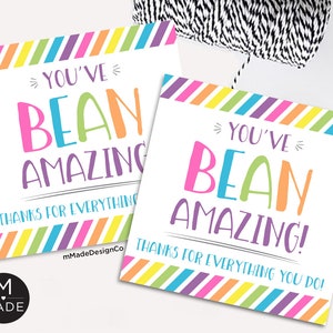 You've Bean Amazing, Jelly Bean Gift Tag, Easter, Spring Gift Tags, Employee Recognition,Teacher Appreciation, Team, Coworker Thank You Gift
