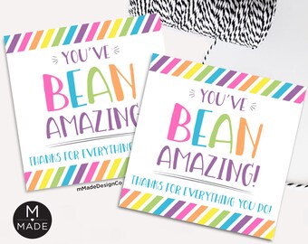 You've Bean Amazing Jelly Bean Gift Tag Easter Spring Gift Tags Employee Recognition Teacher Appreciation Team Coworker Workplace Thank You