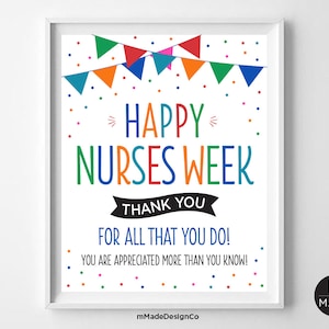 Happy Nurses Week Sign Nurse Appreciation Nurse Thank You Flags Instant Download Printable 8x10