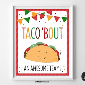 Taco 'Bout An Awesome Team Werknemer waardering bord Taco Party Decor Fiesta Team bedankt werknemer erkenning werkplek motivatie 8 x 10