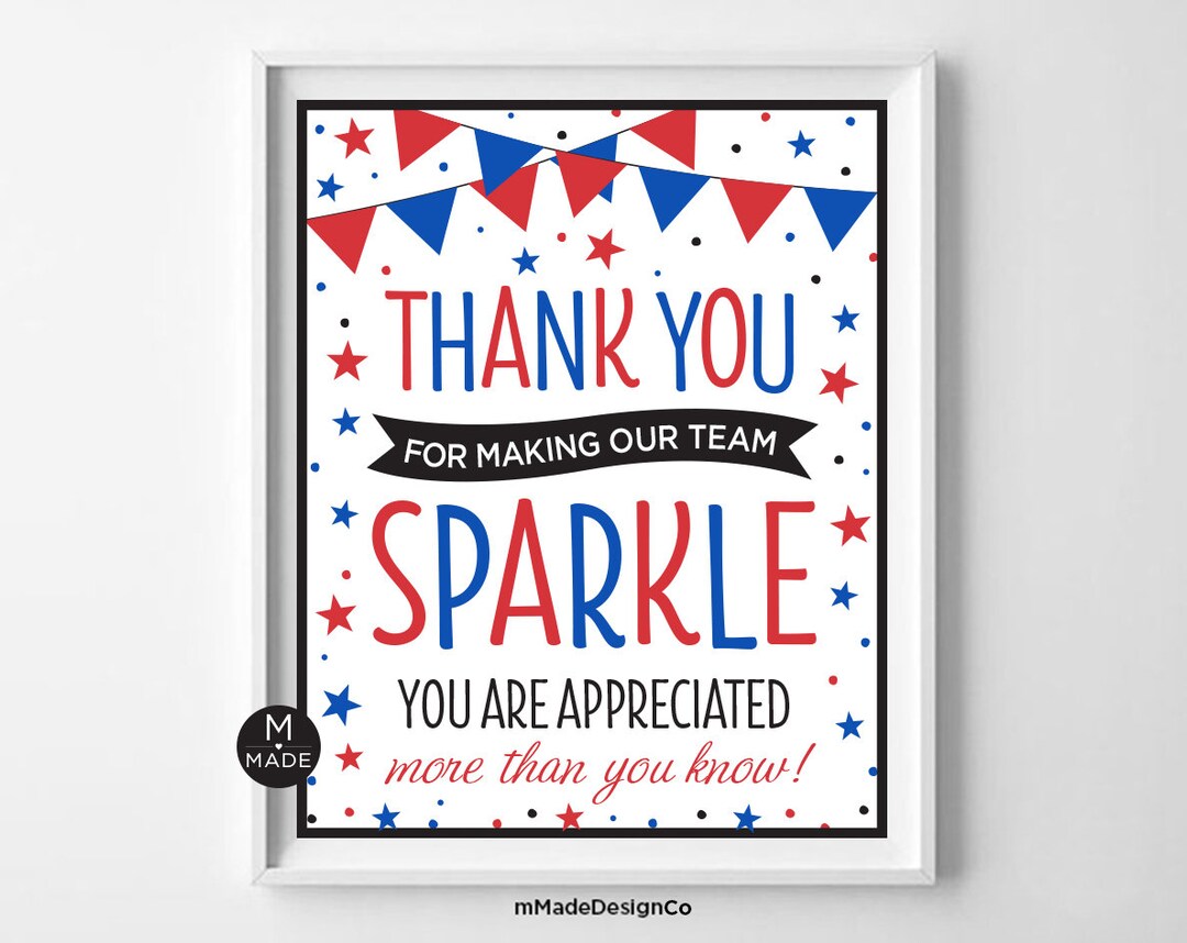 Thank You for Making Our Team Sparkle Sign 4th of July Employee ...