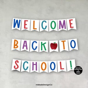 Welcome Back To School Banner Printable School Bulletin Board Classroom Wall Decor DIY Colorful Back To School Decor BTS Banner