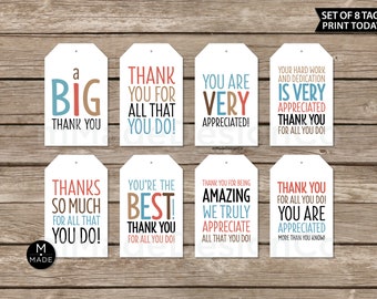 Appreciation Tags Set Of 8 Employee Appreciation Tags Office Gifts Staff Recognition Teacher Gift Tags Nurse Volunteer Team Thank You Tags