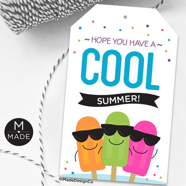 Hope You Have A Cool Summer, End Of Year Gift Tags, Summer Vacation, Classroom, School, Preschool, Freeze Pops, Ice Cream Favor Tags