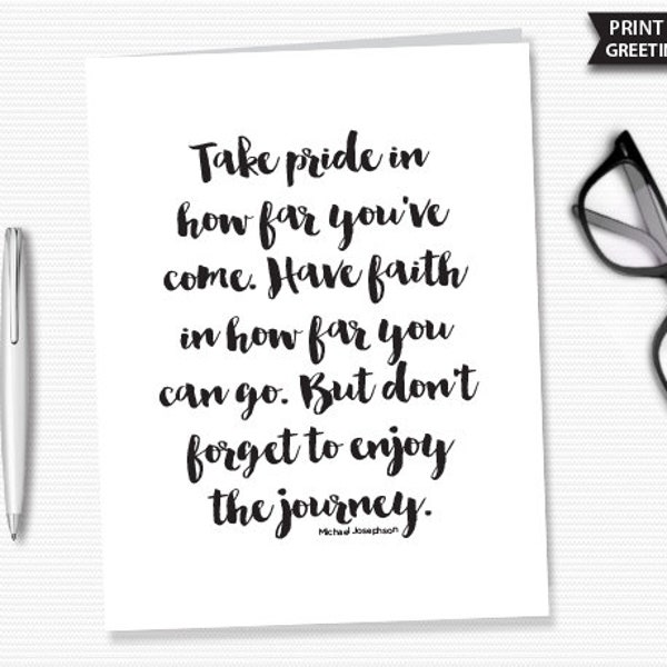 Enjoy the Journey Quote, Graduation Card Printable, Graduation Congratulations Card, Instant Download, Modern Greeting Card, Simply Stated