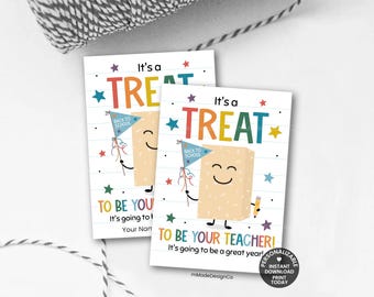 First Day Crispy Rice Treat Gift Tags From Teacher For Students Personalizable Template Back To School Hand Drawn Printable