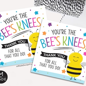 You're The Bee's Knees Thank You For All That You Do Employee Appreciation Tags Honey Lip Balm Gift Thank You Staff Recognition Teacher Bee