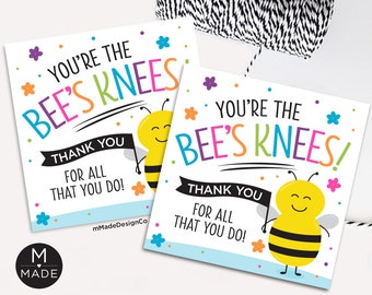 You're The Bee's Knees Thank You For All That You Do Employee Appreciation Tags Honey Lip Balm Gift Thank You Staff Recognition Teacher Bee