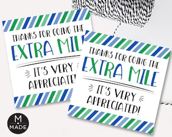 Thanks For Going The Extra Mile Tag Chewing Gum Tags Employee Appreciation Team Staff Recognition Volunteer Employee Thank You Gift Tags 2x2