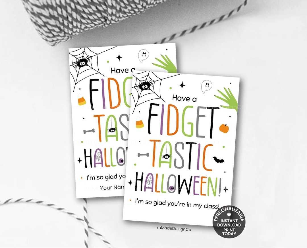 Fidget Halloween Gift Tags Personalizable Friend Kids Classroom ...