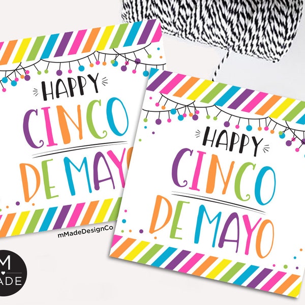 Happy Cinco De Mayo Tags, Gift Tags, Office Fiesta, Employee, Staff, Neighbor, Teacher, Volunteer, Cinco De Mayo Party Favor Tags, Fiesta