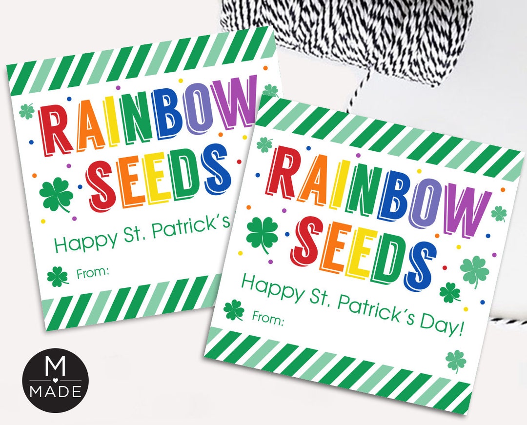 Rainbow Seeds St. Patrick's Day Tags Fruit Candy Rainbow