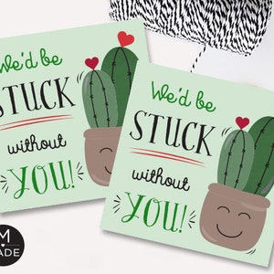 Sans vous, nous serions coincés Étiquettes cadeau Cactus Plante succulente Remerciement d'un employé Remerciement du professeur Remerciement du personnel Remerciement de l'équipe