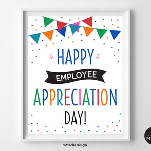Felice giornata di apprezzamento dei dipendenti Cartello di ringraziamento per i dipendenti Cartello di riconoscimento del personale del team Ufficio Bandiere di ringraziamento sul posto di lavoro Stampabile 8x10