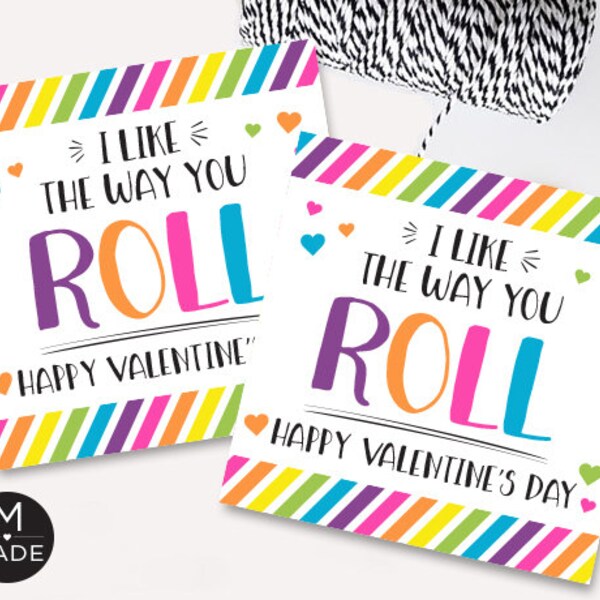 I Like The Way You Roll Valentine's Tags, Fruit, Chocolate, Candy, Tape, Kids Valetines Printable, Classroom Valentines, School Valentines